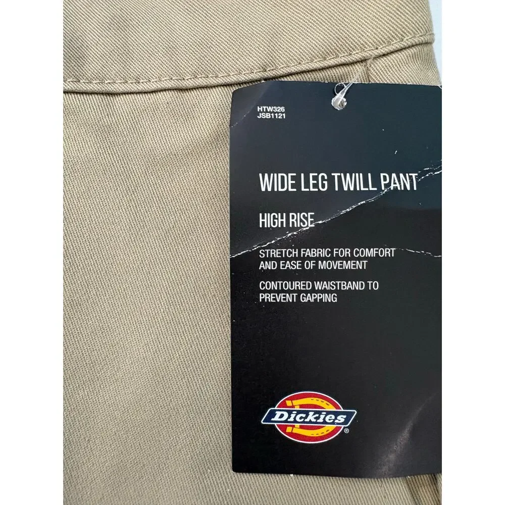 Dickies Women's Wide Leg Twill Pants Khaki Size 27 Regular Workwear High Rise